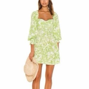 Faithfull The Brand Green Tie Dye Mini Dress Ruffle Vacation Womens Size 4 Small
